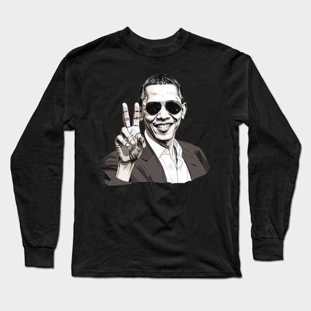 Barack Obama throwing up the peace sign Long Sleeve T-Shirt by UrbanLifeApparel